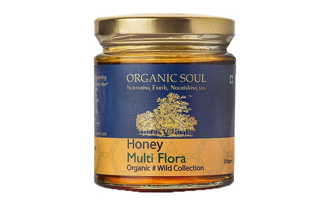 Organic Soul Honey Multi Flora Organic Wild Collection   Glass Jar  225 grams
